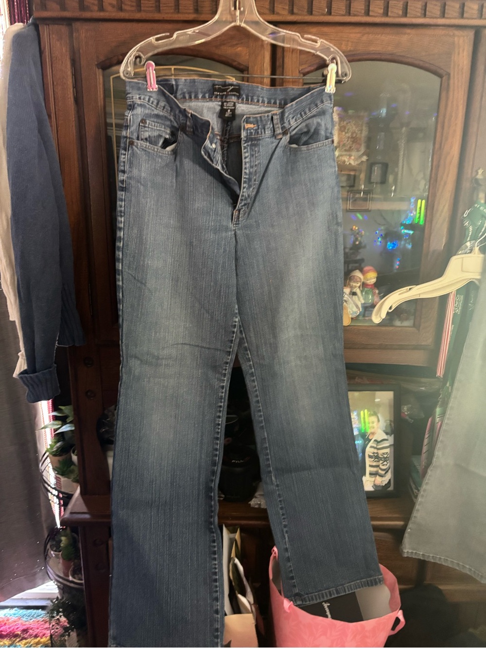New York & Company Women's Blue Flare Jeans